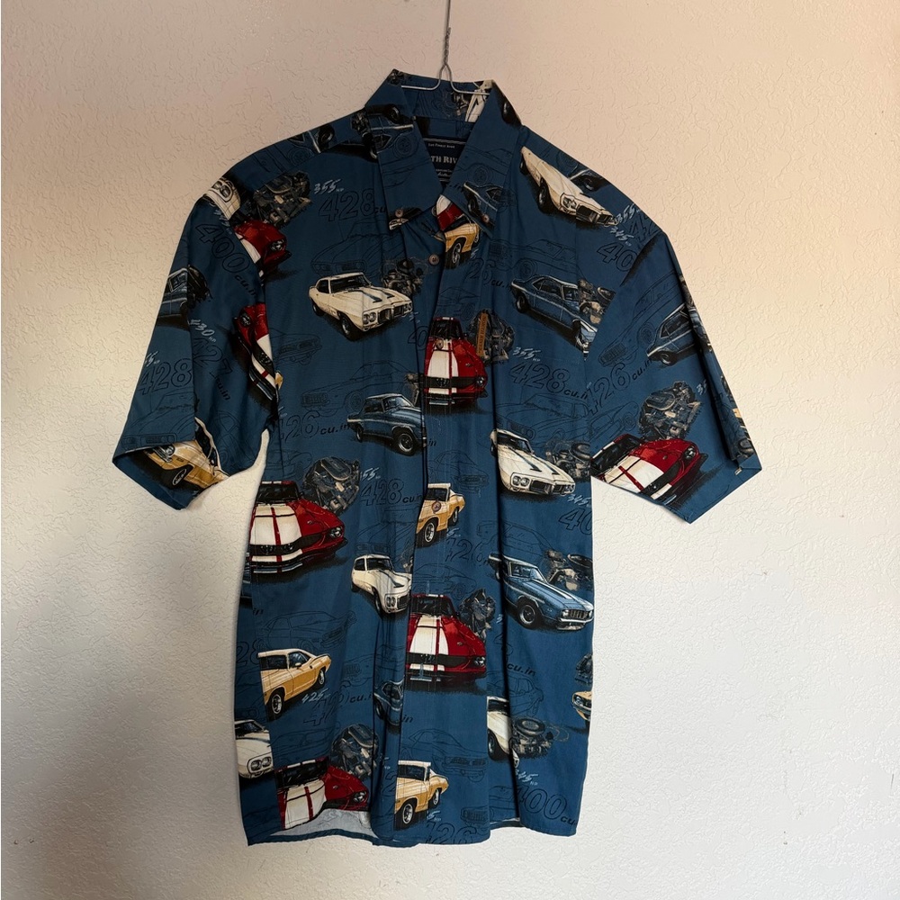 Men's Blue Car Print Shirt